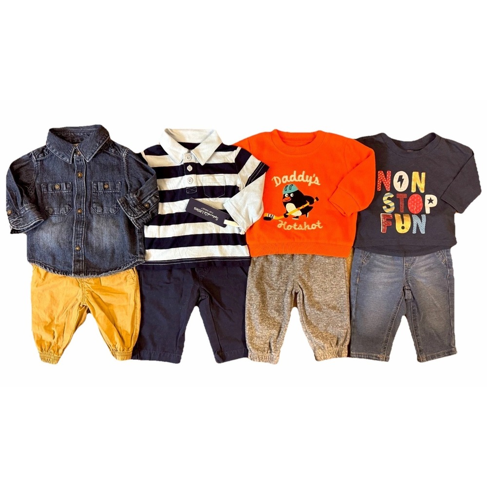 Baby Boy 3 Months Outfit Lot Jeans Sweat Pants Shirts Long Sleeved Clothes Daddy